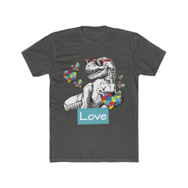 Autism Dinosaur - Men's Cotton Crew Tee - Image 3