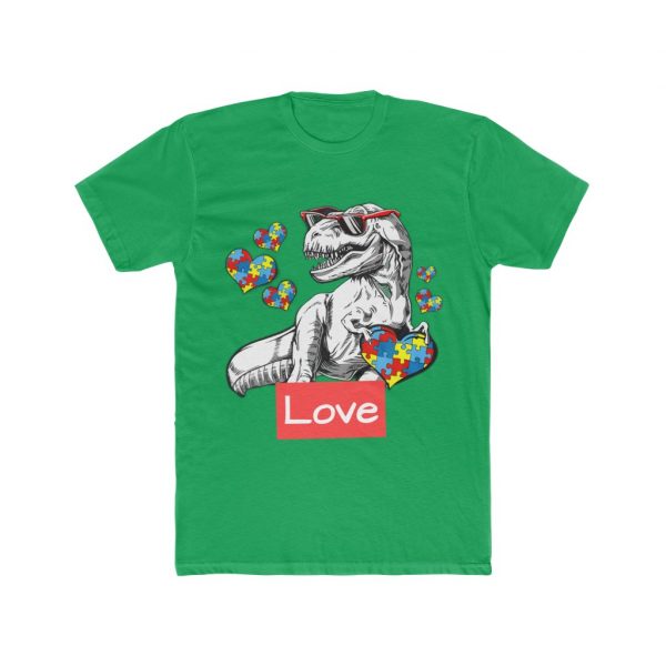 Autism Dinosaur - Men's Cotton Crew Tee - Image 4