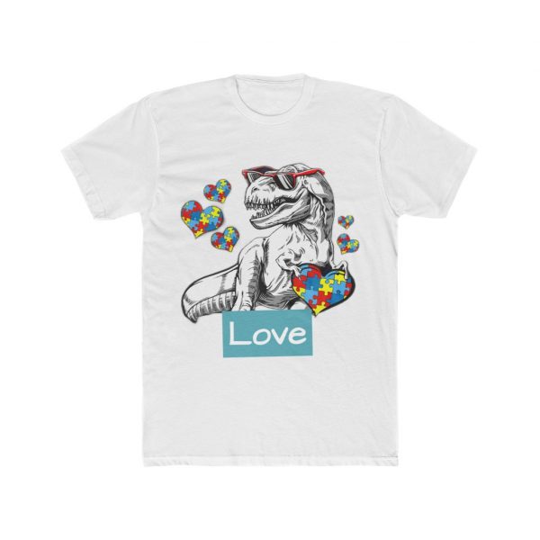 Autism Dinosaur - Men's Cotton Crew Tee - Image 2