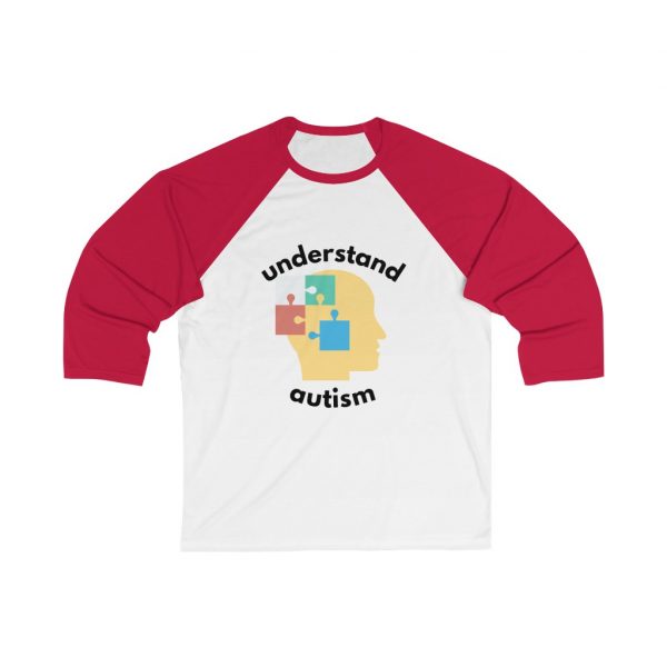 Understand Autism - Unisex 3/4 Sleeve Baseball Tee - Image 3