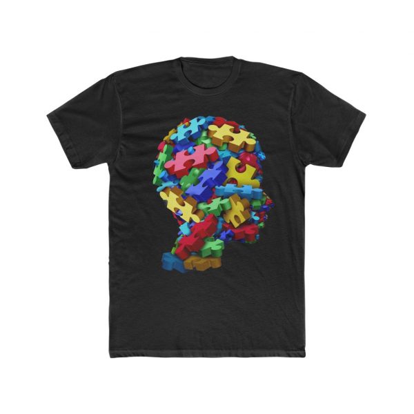 Autistic Pride PuzzleHead - Men's Cotton Crew Tee