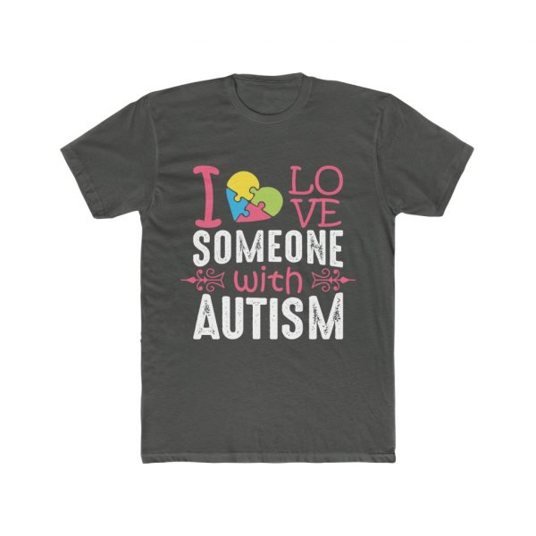 I love Someone With Autism - Men's Cotton Crew Tee - Image 3