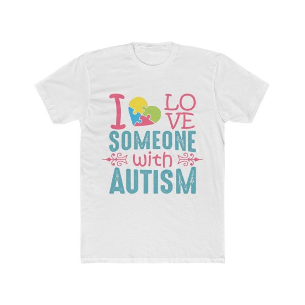 I love Someone With Autism - Men's Cotton Crew Tee - Image 2