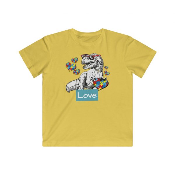 Kids Autism Dinosaur T-Shirt - Kids Fine Jersey Tee - Image 5