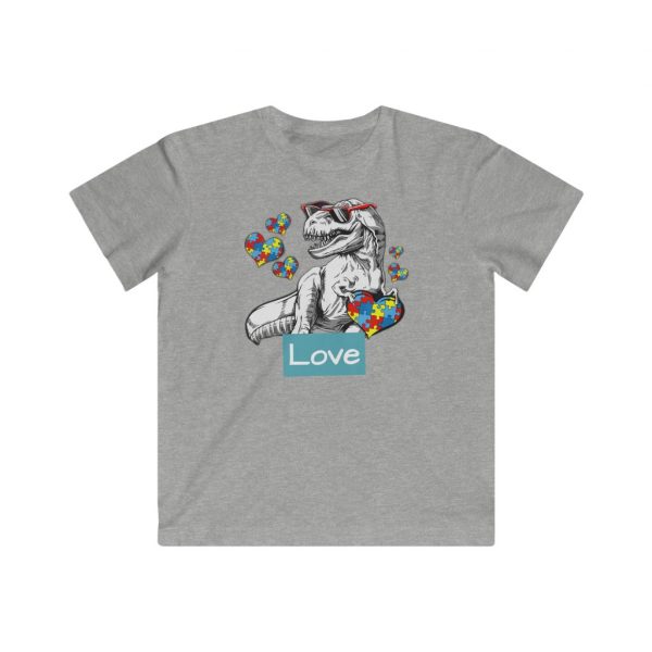 Kids Autism Dinosaur T-Shirt - Kids Fine Jersey Tee - Image 4