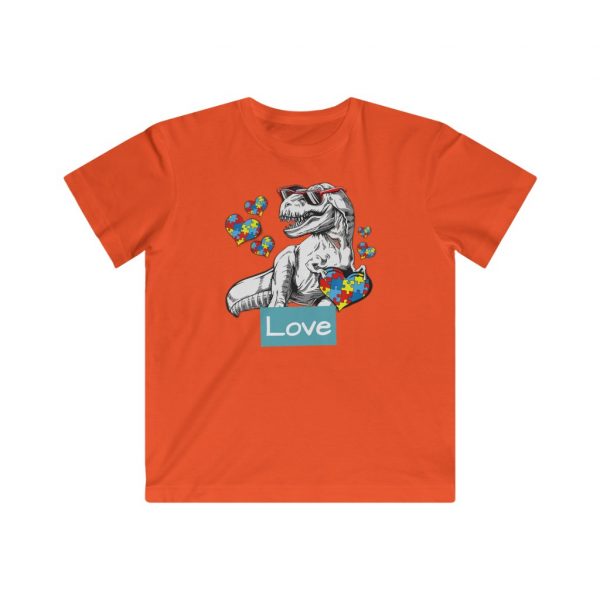 Kids Autism Dinosaur T-Shirt - Kids Fine Jersey Tee - Image 3