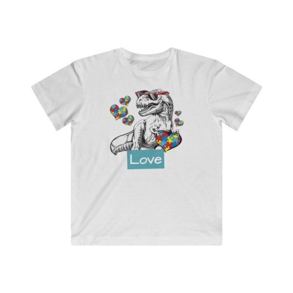 Kids Autism Dinosaur T-Shirt - Kids Fine Jersey Tee - Image 2
