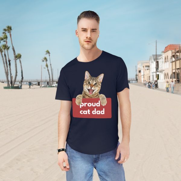 Proud Cat Dad - Men's Jersey Curved Hem Tee - Image 5